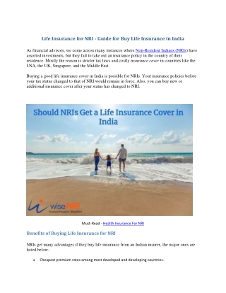 Life Insurance for NRI - Guide for Buy Life Insurance in India-converted