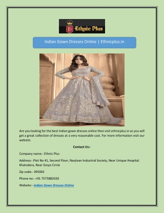 Indian Gown Dresses Online | Ethnicplus.in