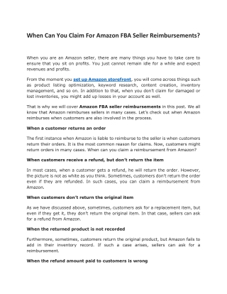 When Can You Claim For Amazon FBA Seller Reimbursements