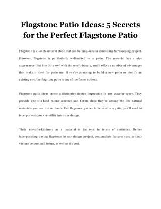 Flagstone Patio Ideas: 5 Secrets for the Perfect Flagstone Patio