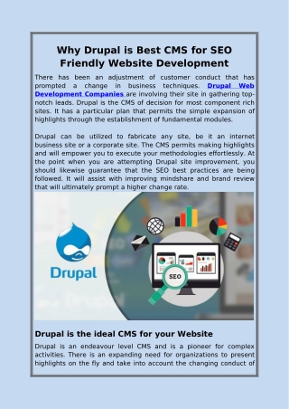 Why Drupal is Best CMS for SEO Friendly Website Development