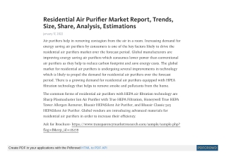 Residential Air Purifier Market - Global Industry Analysis, Size, Share, Growth