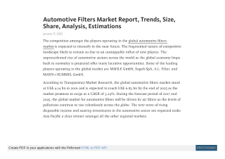 Automotive Filters Market Worth US$6.83 bn by the end of 2025