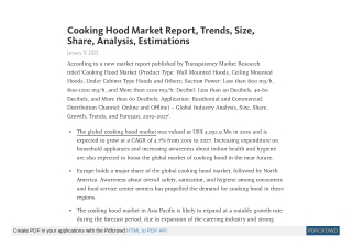 Cooking Hood Market to Reach US$ 7,172.1 Mn Value by 2027