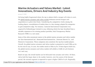 Marine Actuators and Valves Market Size, Share | Future Evaluation 2025
