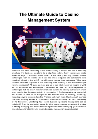 The Ultimate Guide to Casino Management System