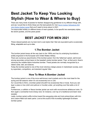 Best Jacket To Keep You Looking Stylish