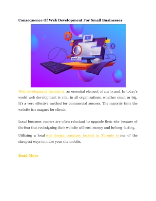 Consequence Of Web Development For Small Businesses