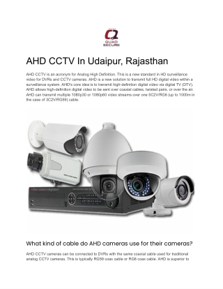 AHD CCTV In Udaipur, Rajasthan