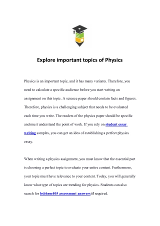Explore important topics of Physics
