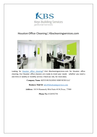 Houston Office Cleaning | Kbscleaningservices.com