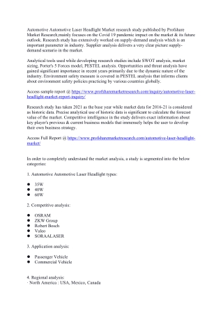 Automotive Laser Headlight Market is likely to grow at an exponential CAGR of 65