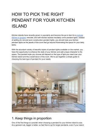 HOW TO PICK THE RIGHT PENDANT FOR YOUR KITCHEN ISLAND
