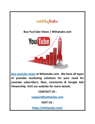 Buy YouTube Views ] Wittytube.com