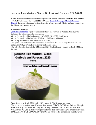 Jasmine Rice Market - Global Outlook and Forecast 2022-2028-converted