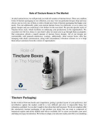 Role of Tincture Boxes in The Market
