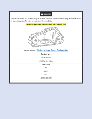 Undercarriage Dozer Parts online | Tracksnteeth.com