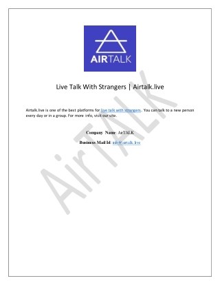 Live Talk With Strangers | Airtalk.live
