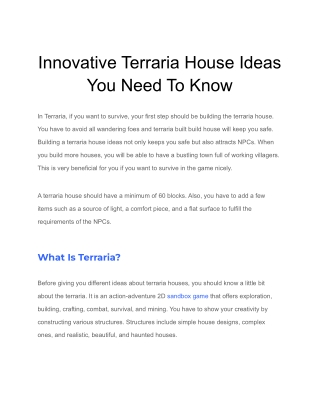 Innovative Terraria House Ideas You Need To Know
