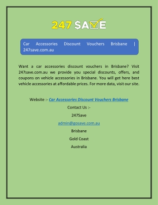 Car Accessories Discount Vouchers Brisbane | 247save.com.au
