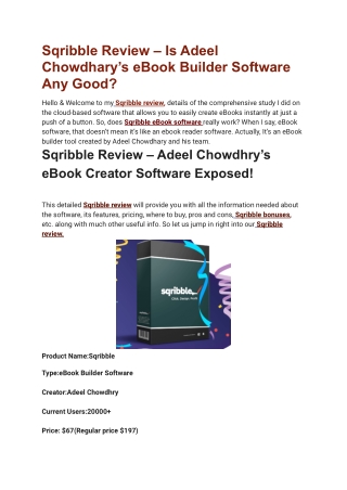 Sqribble Review – Is Adeel Chowdhary’s eBook Builder Software Any Good_