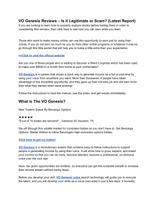 VO Genesis Reviews – Is it Legitimate or Scam_ (Latest Report)