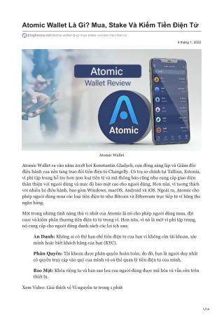Atomic Wallet Là Gì Mua Stake Và Kiếm Tiền Điện Tử