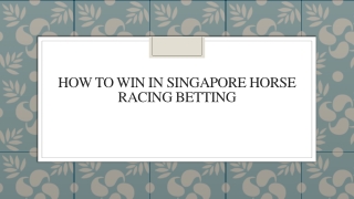 How To Win In Singapore Horse Racing Betting