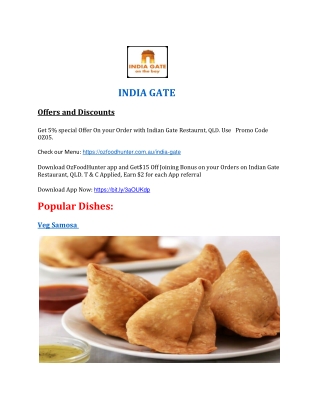 5% Off - India Gate Restaurant Menu Hervey Bay, QLD