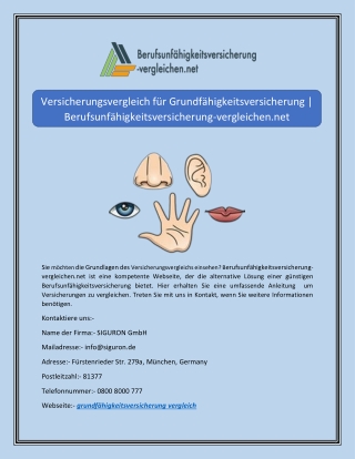 Versicherungsvergleich für Grundfähigkeitsversicherung | Berufsunfähigkeitsversi