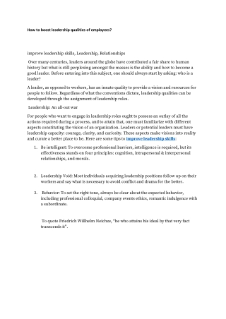 How to boost leadership qualities of employees