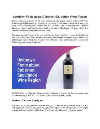 Facts about Cabernet Sauvignon Wine Region