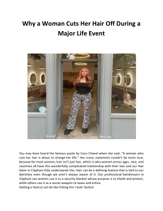Why a Woman Cuts Her Hair Off During a Major Life Event