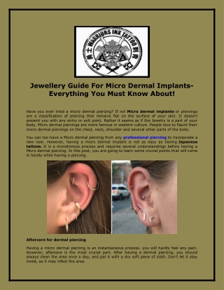 Jewellery Guide For Micro Dermal Implants- Everything You Must Know About!