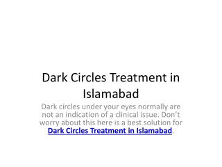 Dark Circles Treatment in Islamabad
