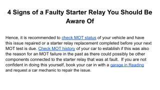 4 Signs of a Faulty Starter Relay You Should Be Aware Of