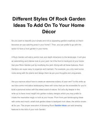 Different Styles Of Rock Garden Ideas To Add On To Your Home Décor