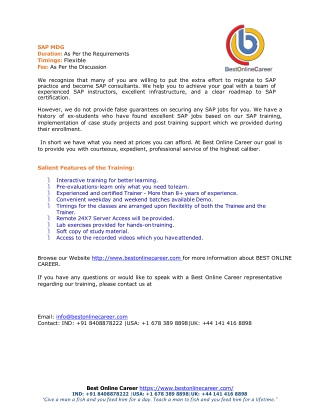 SAP Master Data governance Overview | SAP MDG Training in Bangalore