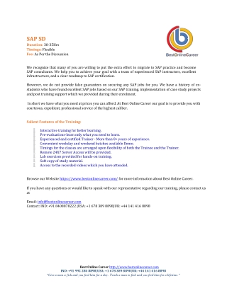 SAP SD Training in Pune | SAP SD Online Training | SAP S4 HANA SD | SAP SD