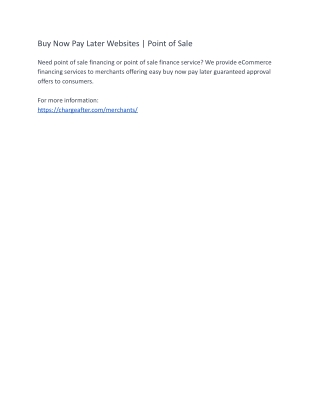 Buy Now Pay Later Websites | Point of Sale