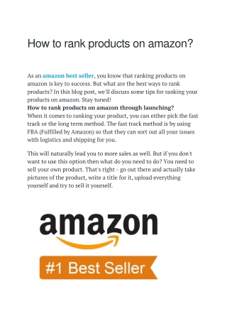 How to rank products on amazon