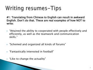 Writing resumes-Tips
