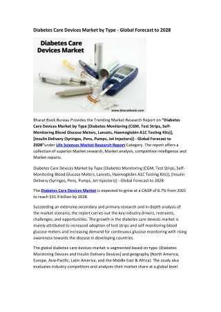 Diabetes Care Devices Market by Type - Global Forecast to 2028