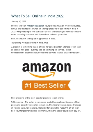 What To Sell Online in India 2022