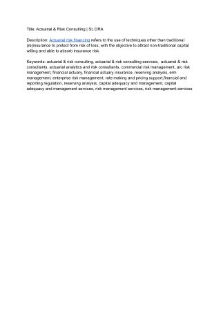 Actuarial Risk Financing