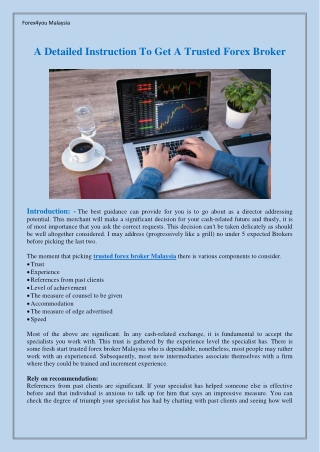 Instruction To Get A Trusted Forex Broker