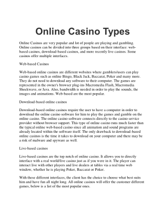 Online Casino Types