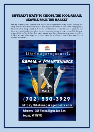 Different ways to choose the door repair service from the market