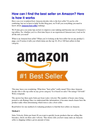How can I find the best seller on amazon