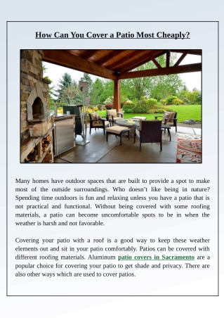 What Are the Most Cost-effective Ways to Cover Your Patio?